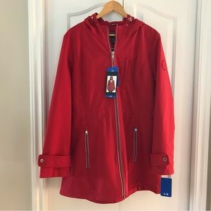 NWT Tommy Hilfiger Red Hooded Full Zipper Jacket With Pockets Size Large